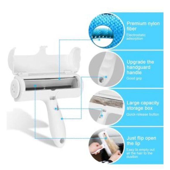 Pet Hair Roller, Reusable, Self Clean, Eco-Friendly, Carpet, Furniture, Auto Red - Picture 6 of 8